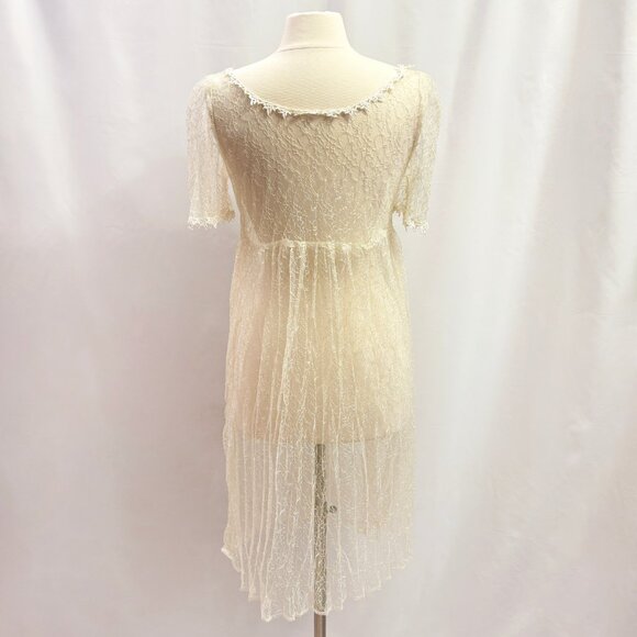 Ivory lace sheer button-up midi dress - fits like a Medium/Large - Picture 4 of 4